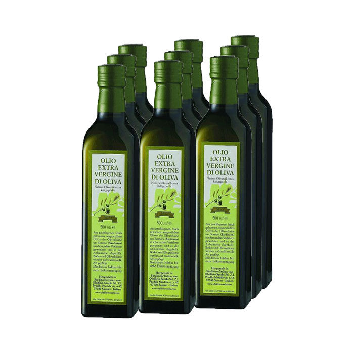 Natives Olivenöl extra, aus SARDINIEN, 9 x 0,50 Liter