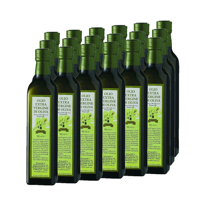 Natives Olivenöl extra, aus SARDINIEN, 18 x 0,50 Liter